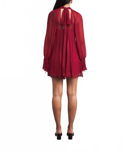 STAUD Chiffon Roux Mini Dress Red Small 4