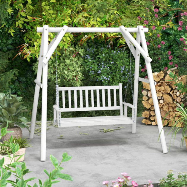 Hivvago 3-Person Wooden Porch Swing Brown 2