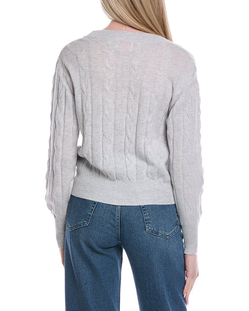 Brodie Cashmere Cable Wool & Cashmere-Blend Cardigan Grey Small 3