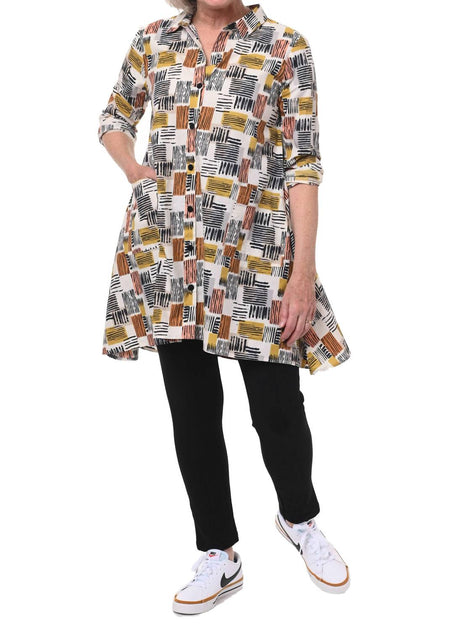 Tulip Clothing Destin Button Down Tunic Beige Large 2