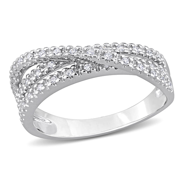 Mimi & Max Cubic Zirconia Crossover Ring Silver US 7 2