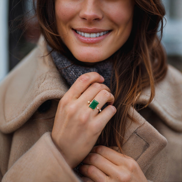 Ross-Simons Emerald White Topaz Ring Green US 5 4