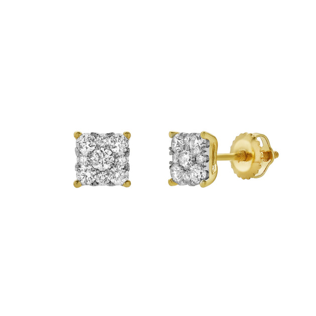 LuvMyJewelry Nova Unisex Cluster Earrings Silver 0.25ct 2