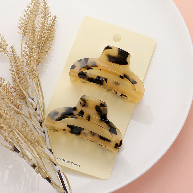 FASHNZFAB Celluloid Acetate Hair Claw Clips Brown 4