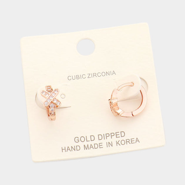 Boucles d'oreilles Huggie Crisscross Argent FASHNZFAB 2