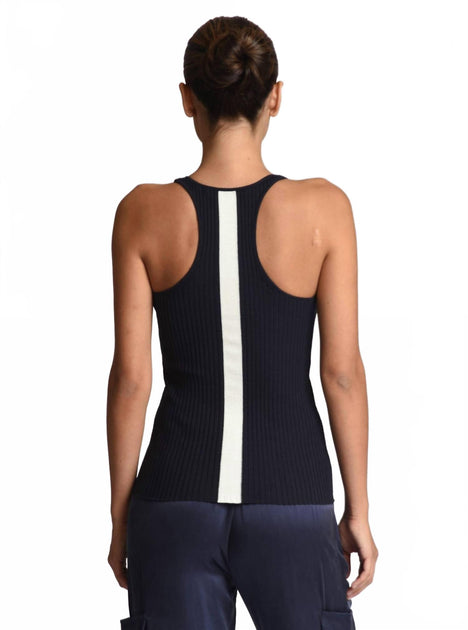 BLANC NOIR Color Block Tank Top Blue Small 4