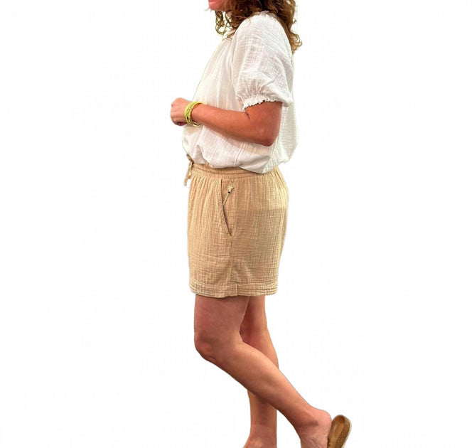 Dylan Gauze Drawstring Short Gold Small 3