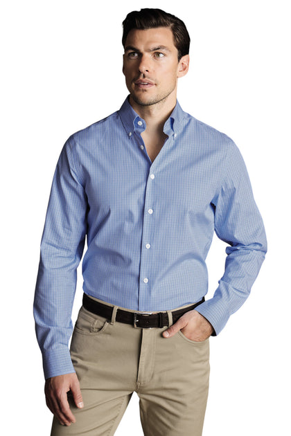 Charles Tyrwhitt Herren Check Non-Iron Button-Down Oxford Hemd Grau US 16 2