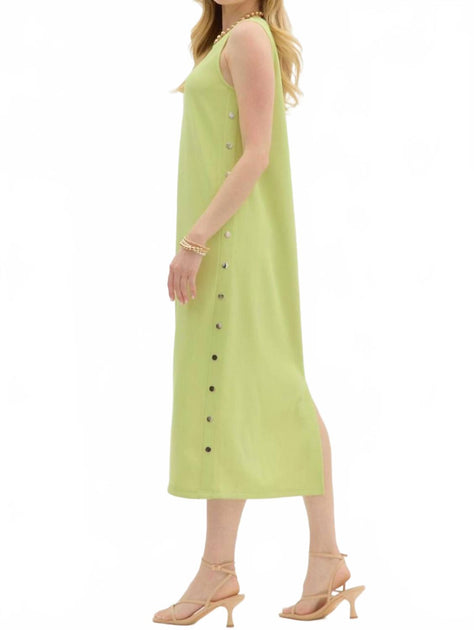 entro Solid Rib Textured Midi Dress Green Small 4