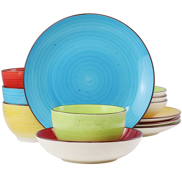 Elama Mason 12 Piece Stoneware Dinnerware Set Multicolor 2