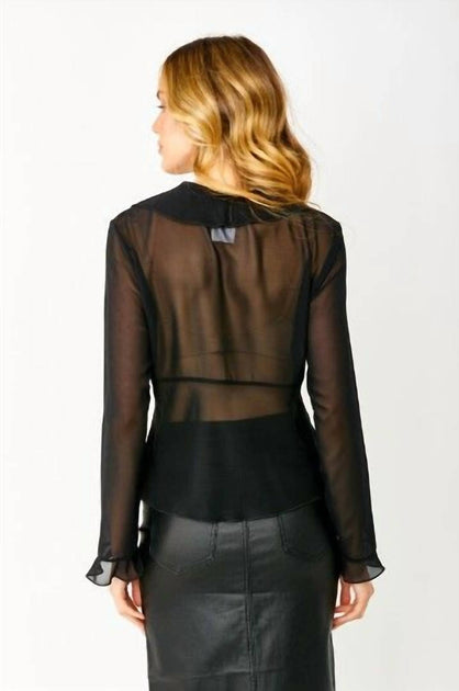 Frank Lyman Woven Sheer Blouse Black US 10 3