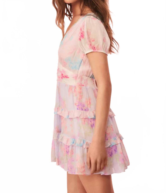 LoveShackFancy Spirea Floral Chiffon Mini Dress Multi US 6 3