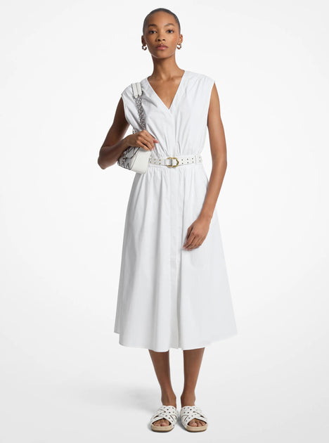 Michael Kors Belted Midi Dress White XS 3