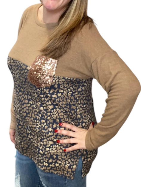honeyme Animal Print Pocket Tee Brown 2X 4