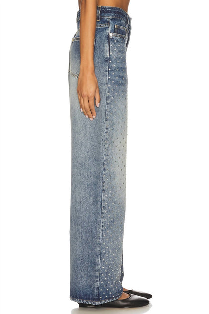 Monse Denim Jeans With Crystal Studs Blue US 0 4
