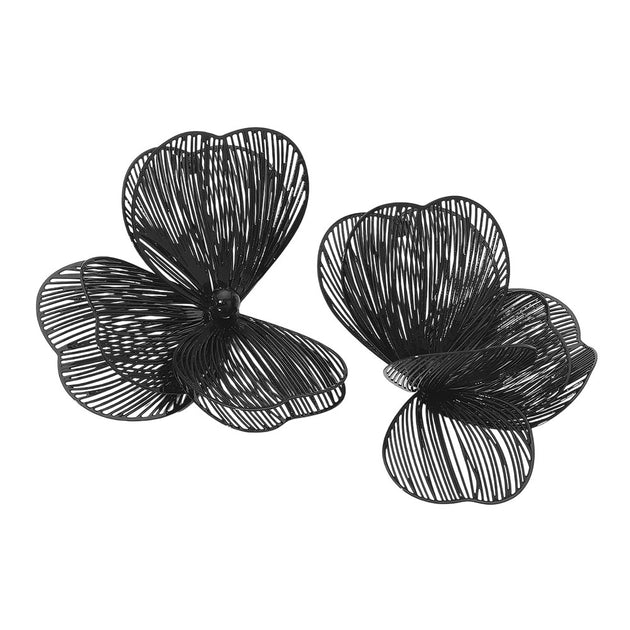 FASHNZFAB Triple Cutout Petal Earrings Black 3