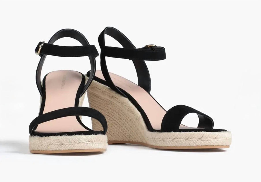 Stuart Weitzman Teddi Espadrille Wedge Sandal Black US 9.5 3