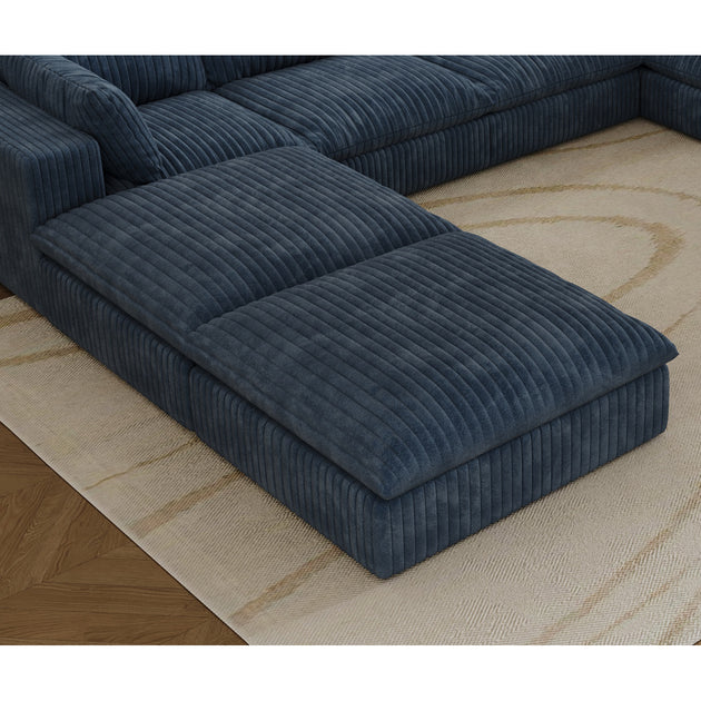 Streamdale Cloud Corduroy Sofa Blue 4
