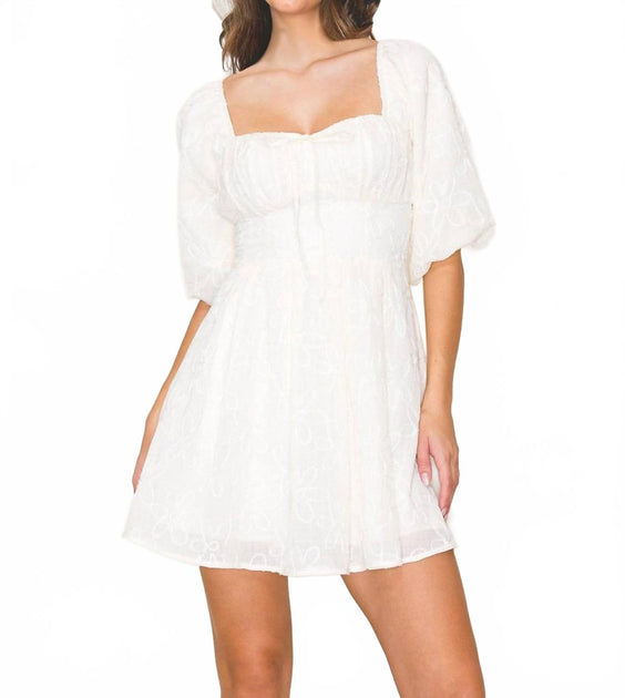 GOLDEN Magdaleine Textured Mini Dress White Medium 2