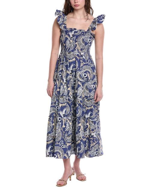 Sail to Sable Smocked Bodice Maxi Dress Blue Large 2