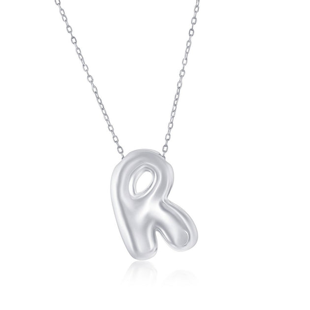 Simona Bubble R Initial Necklace Silver 2