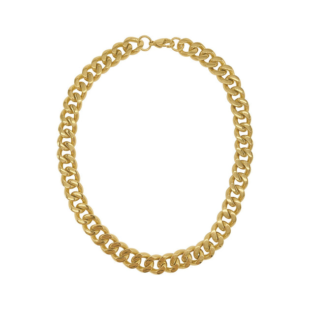 Adornia Wide Curb Chain Necklace Gold 2
