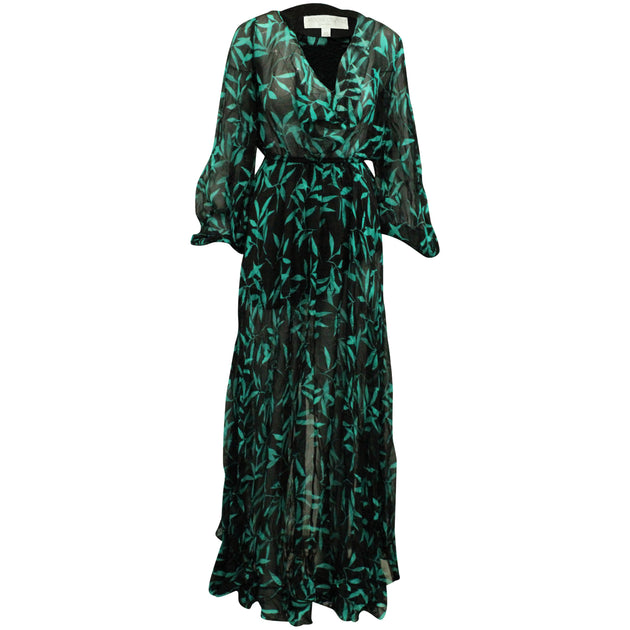 CAROLINE CONSTAS Olivia Gown In Green Silk