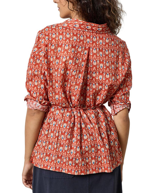 Lilla P Collared Split Neck Top Orange XSmall 3