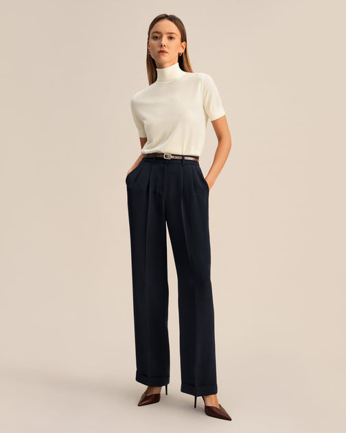 LILYSILK Pantalon Large en Soie Plissé Bleu US 10 2