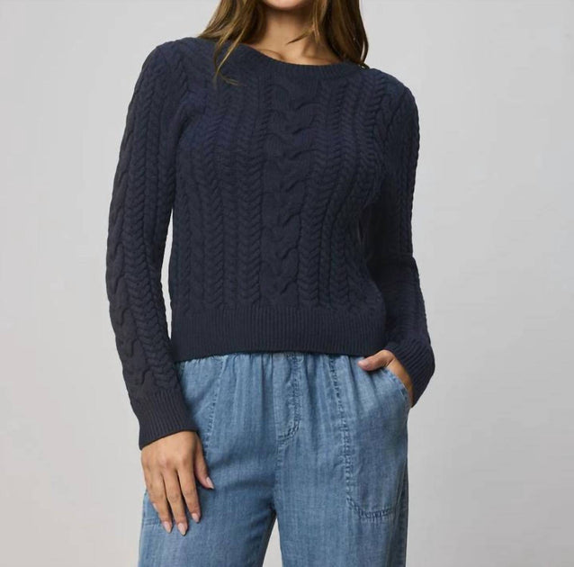 Splendid Annabella Cable Sweater Blue Medium 2