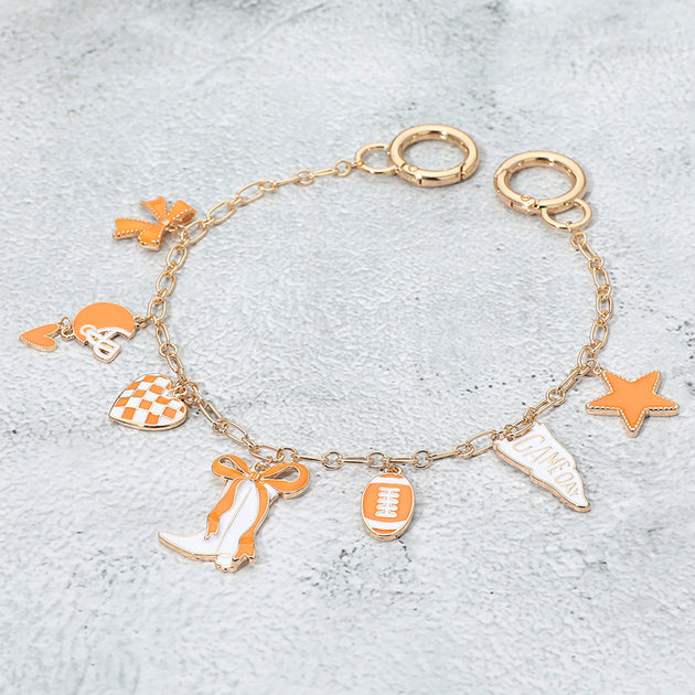 FASHNZFAB Western Theme Gameday Football Charm Station Bag Charm Silver 7