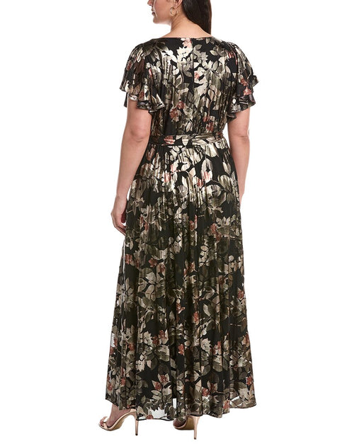 Maison Tara Plus Foil Mesh Maxi Dress Black US 14 3