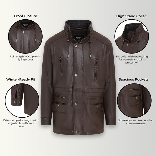 Infinity Gatton Parka Coat Brown Large 4