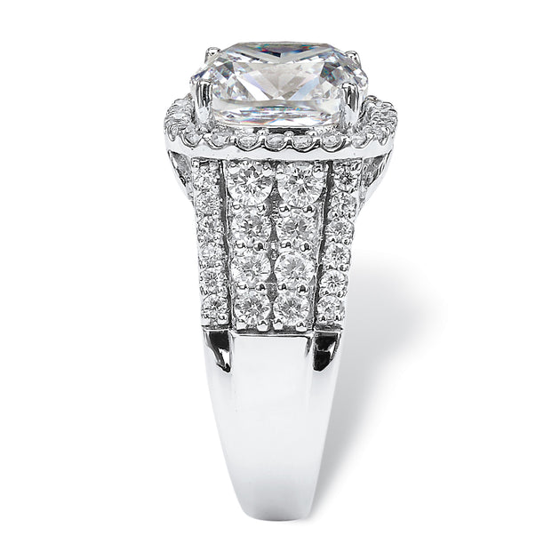 Palm Cubic Zirconia Platinum-plated Sterling Silver Halo Engagement Ring Silver US 10 3
