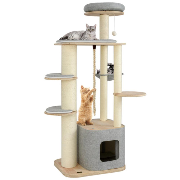 Hivvago Tall Cat Tree Grey Medium 2