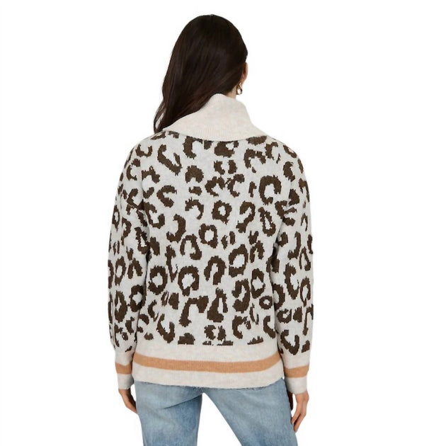 RD Style Pullover mit Leopardenmuster und Besatz Beige Medium 4