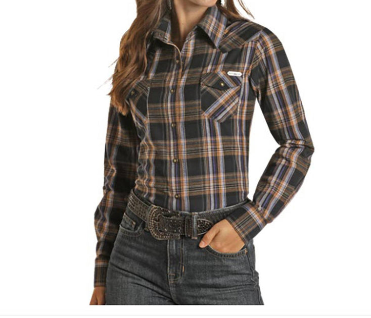 Powder River Brushed Cotton Snap Shirt Black XXL 2