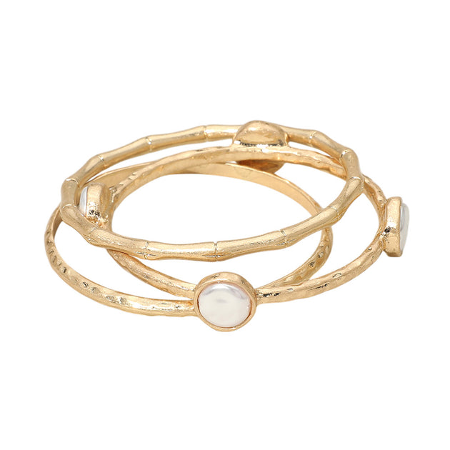FASHNZFAB Pearl Accent Layered Bangle Silver One Size 4