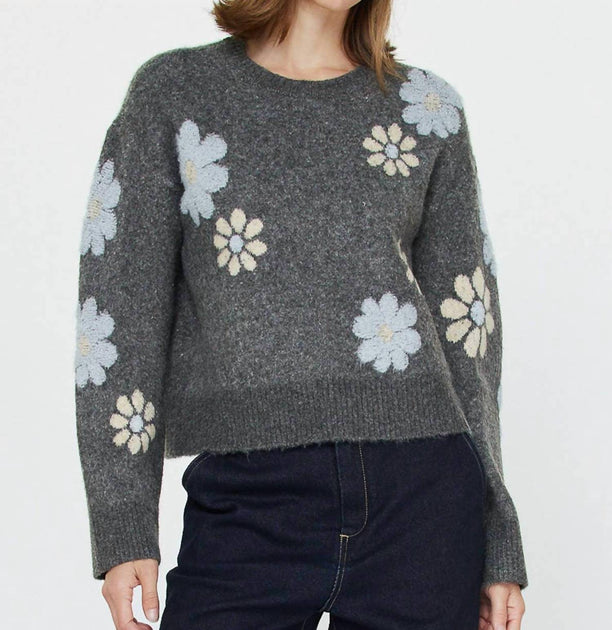 Current Air Daisy Crew Neck Sweater Grey Medium 2