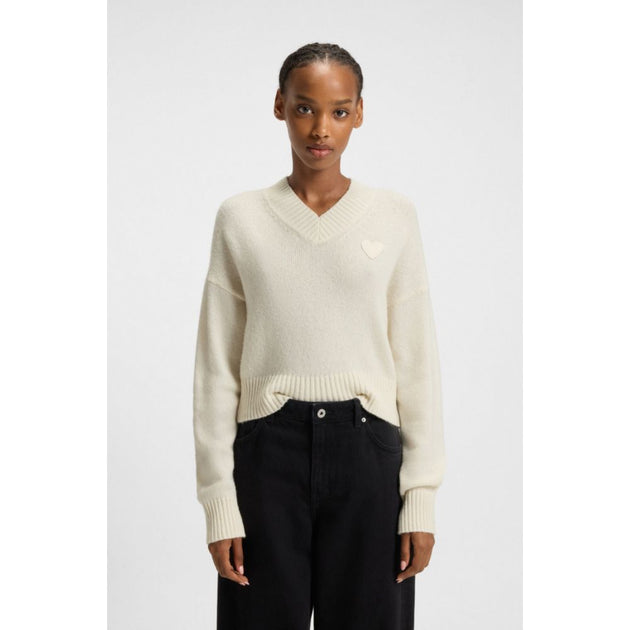 Hugo Boss V-Neck Cropped Sweater Beige Small 4