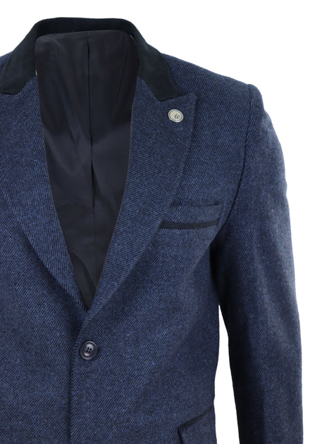 TruClothing 3/4 Overcoat Herringbone Tweed Blue US 50 4