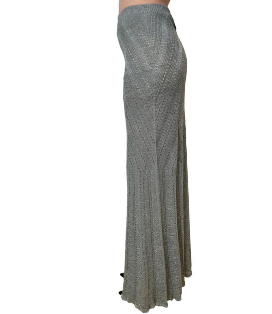Twin-Set Chevron Knit Maxi Skirt Grey Small 3