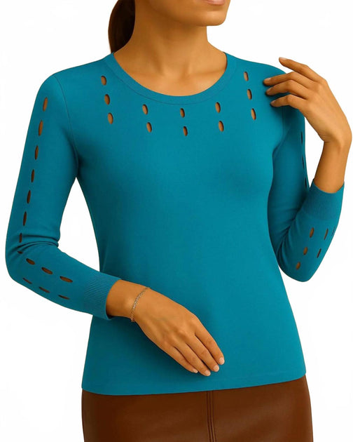 J'Envie Eli Caserta Cut-Out Top Blue Large 3