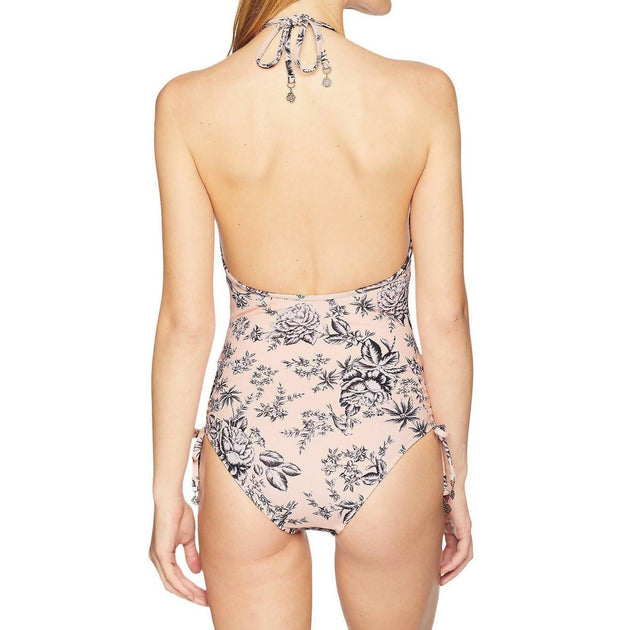 Seafolly Love Bird Deep V One Piece Beige US 10 4