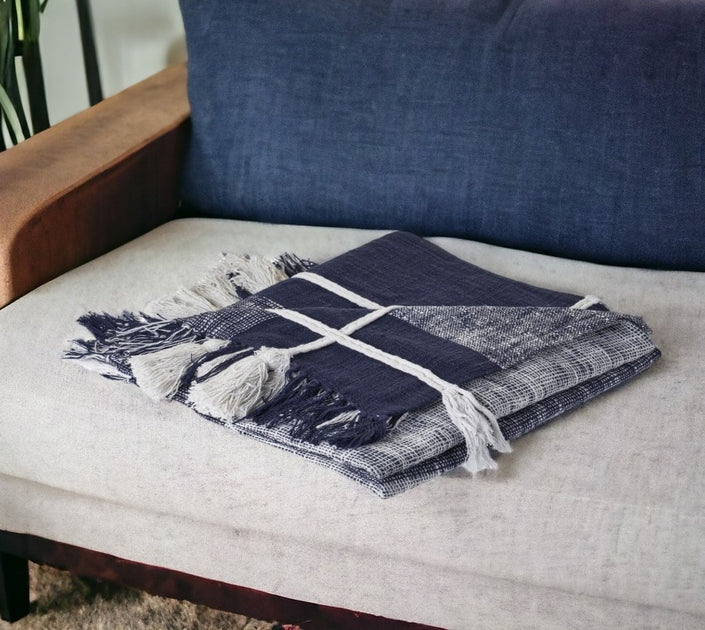 Hivvago Throw Blanket Blue/White 50x60 inch 2