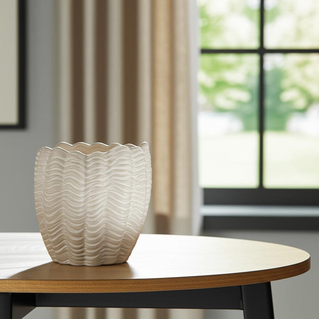 Hivvago Cylinder Ceramic Table Vase White 11in 2