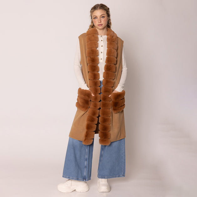 Faux Fur Long Vest - Bubble Style
