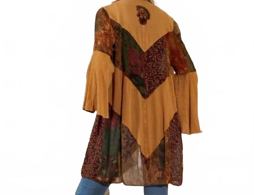 Young Threads Rustic Bohemian Patchwork Kimono Orange 2X 3