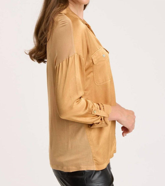 XCVI Cuffed Sleeve Button Up Shirt Gelb XL 4