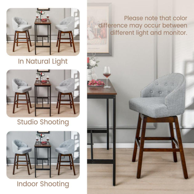 Hivvago Set of 2 Swivel Bar Stools Gray 5
